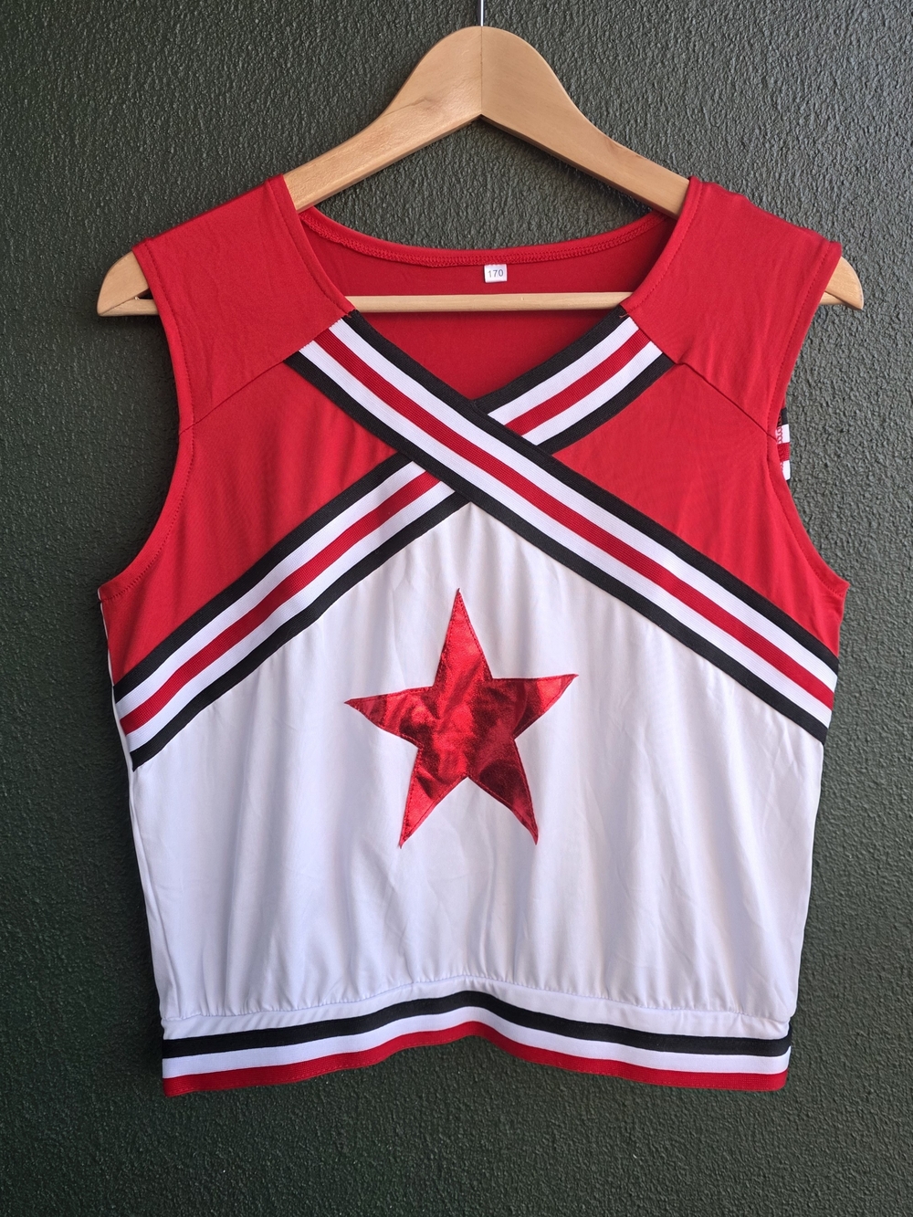 Red and White Star-Accent Sleeveless Top Sz L